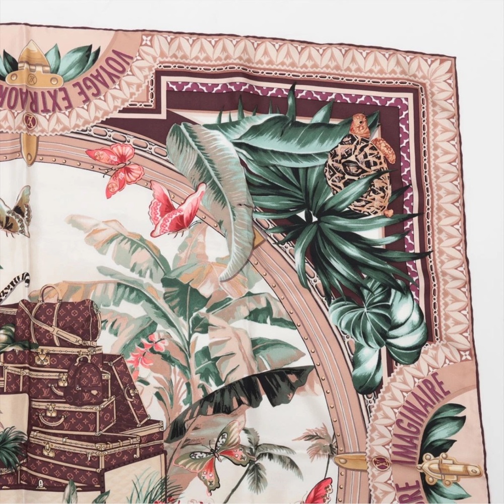 Authentic LV 90 Square Silk Scarf Kare Voyage Extraordinaire M73814 - Picture 10 of 12